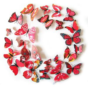 Živá Zeď Barevní 3D Motýlci Červení