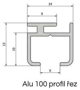 AluDeco Záclonová kolejnice ALU 100, do stropu, s kluznými jezdci, bílá Rozměr produktu: 651 - 700 cm