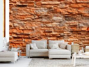 Fototapeta Oranžový kámen - pozadí s nepravidelnou texturou kamenných bloků