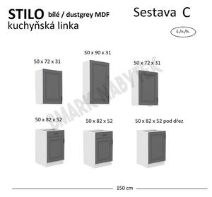 Kuchyňská linka STILO Sestava C, 150 bílé / dustgrey MDF