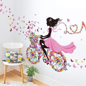 Živá Zeď Samolepka Dívka na kole