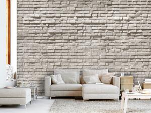 Fototapeta Cihlová zeď - průmyslové pozadí s pravidelnou texturou šedých kamenů