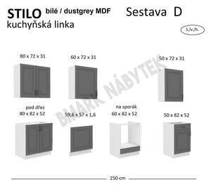 Kuchyňská linka STILO Sestava D 250 bílá / dustgrey MDF