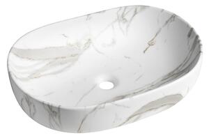 Sapho Sapho, CALEO keramické umyvadlo na desku 60x42cm, bianco carrara, CA590BC