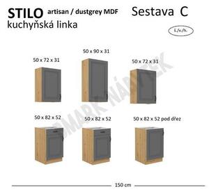 Kuchyňská linka STILO Sestava C, 150 artisan / dustgrey MDF