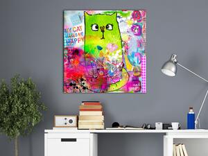Obraz Bláznivý Kocour (1-dílný) - veselá barevná kompozice pro děti
