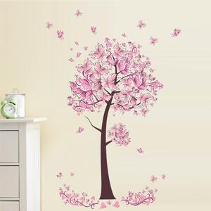 Živá Zeď Samolepka Růžový strom motýlů