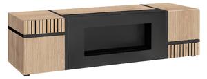 TV stolík/skříňka Carlyn HJZ CS RTV-K (dub jackson hickory + černá) (s bio krbem)