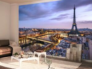 Fototapeta Městská architektura Paříže - město v noci s Eiffelovou věží