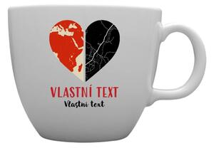 Personalizovaný MEGA XXL keramický hrnek 1 000 ml - Dvě místa, jedno srdce