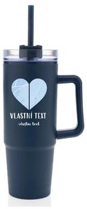 Personalizovaná cestovní termoska s průhledným víčkem - Dvě místa, jedno srdce