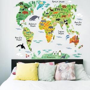 Živá Zeď Samolepka Dětská mapa světa