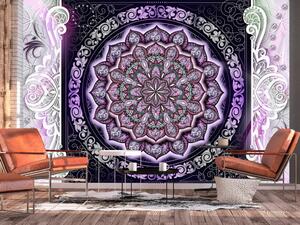 Fototapeta Vitráž v fialových - abstraktní Mandala v designu na pozadí ozdob