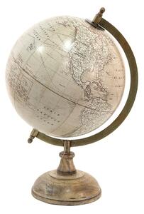 Šedý dekorativní glóbus na dřevěném podstavci Globe - 22*22*37 cm