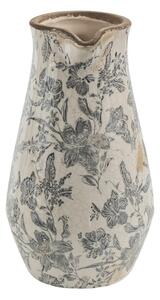 Keramický dekorační džbán se šedými květy Mell French M - 20*14*25 cm