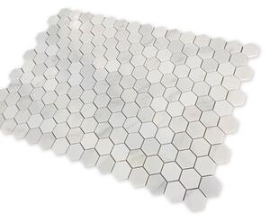 Kamenná mozaika z mramoru, Hexagon milky white