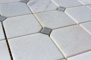 Kamenná mozaika z mramoru, Octagon milky white