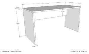 Šedý psací stůl Vipack Londen 140 x 65 cm