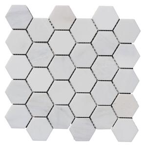 Kamenná mozaika z mramoru, Hexagon milky white, 30,7 x 30,5 x 0,9 cm