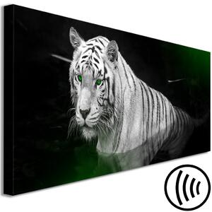 Obraz Zářící tygr (1dílný) zelený úzký