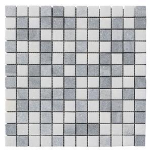 Kamenná mozaika z mramoru, Square white and grey, 30 x 30 x 0,9 cm, NH207, balení