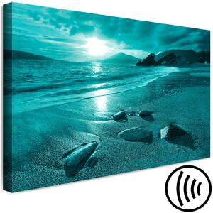 Obraz Západ slunce v tyrkysových tónech - mořská krajina s písečnou pláží