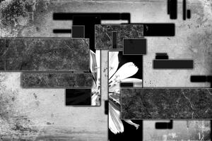 Tapeta černobílá květinová abstrakce