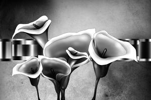 Tapeta černobílé elegantní květiny kaly