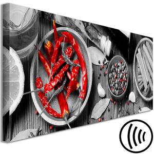Obraz Odstíny červené (1-dílný) - paprika a koření v šedé