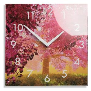 Dekorační skleněné hodiny 30 cm s motivem rozkvetlého stromu
