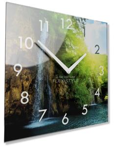 Dekorační skleněné hodiny 30 cm s vodopádem