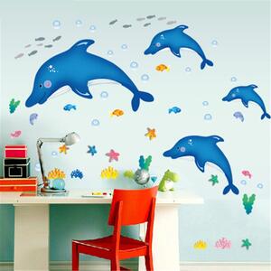 Živá Zeď Samolepka Modří delfíni