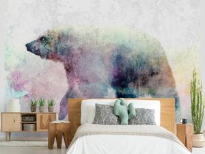 Fototapeta Zimní zvířata - motiv medvěda na pozadí s barevným akcentem