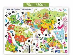 Živá Zeď Samolepka Barevná dětská mapa světa
