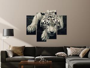 Obraz Klidný tygr - čtyřdílná kompozice s ležícím tygrem