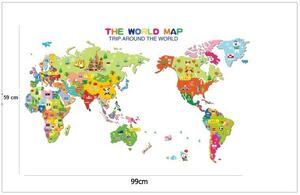 Živá Zeď Samolepka Barevná dětská mapa světa