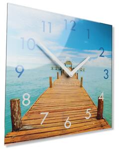 Dekorační skleněné hodiny 30 cm s motivem léta