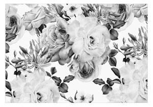 Samolepící fototapeta - Sentimentální zahrada (černá a bílá) 196x140