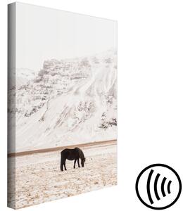 Obraz Osamělost v údolí (1-dílný) svislý - krajina s koněm v horách