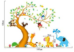 Živá Zeď Samolepka Strom a zvířátka ze Zoo