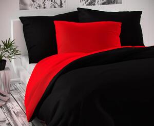 Povlečení bavlněný satén Kvalitex Luxury černá/ červená rozměry: 200x200cm + 2x 70x90cm
