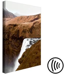 Obraz Hrdzavé kopce (1-dílný) svislý - vodopád uprostřed horské krajiny