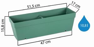 Balkónový truhlík, samozavlažovací, 51,5cm, zelený