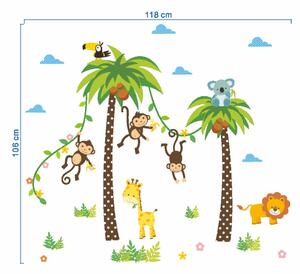 Živá Zeď Samolepka Opičky na palmě