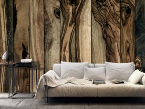 Fototapeta Olivový strom - jednotné pozadí v dekoru tmavých dřevěných prken