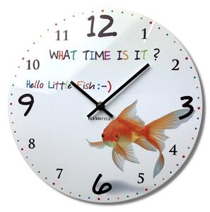 Kvalitní dětské nástěnné hodiny 30 cm se zlatou rybkou