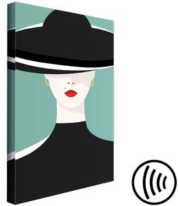 Obraz Ženskost (1-dílný) svislý - Portrét ženy s černým kloboukem