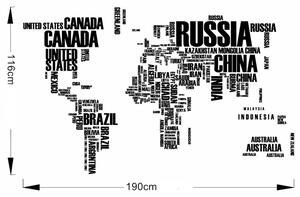 Živá Zeď Samolepka Mapa světa Velikost: 190 X 116 cm