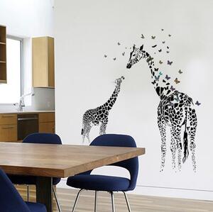 Živá Zeď Samolepka Malá a velká žirafa s motýlky