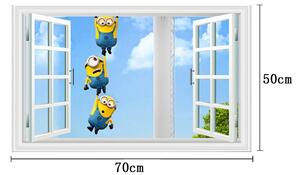 Živá Zeď Samolepka Mimoni za oknem Velikost: 90 x 60 cm